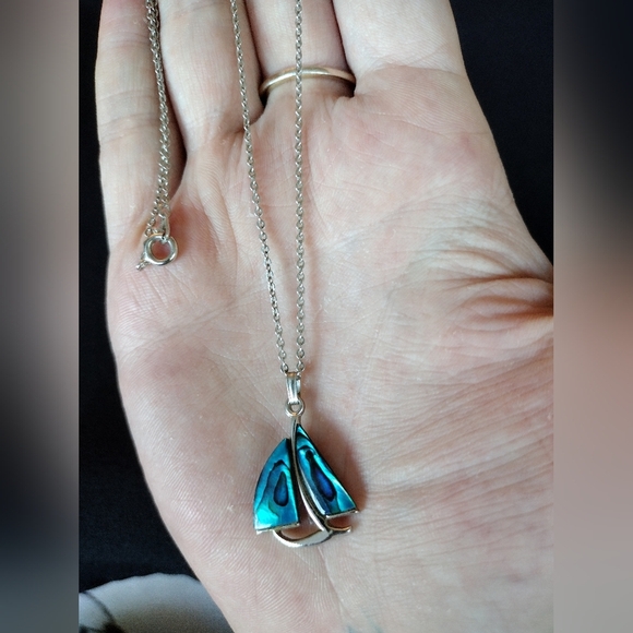 Abalone Sailboat Pendant Necklace - Picture 2 of 6